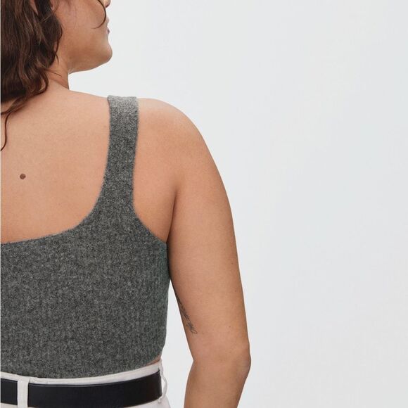 Everlane The Cozy-Stretch Tank In Heathered Charcoal Size Medium Wool Blend NWT - Picture 4 of 8
